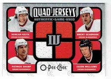 2007-08 OPC QUADS JERSEYS KEITH SEABROOK SHARP WILLIAMS 2 COLORS CHICAGO