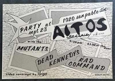 1978 Poster the Mutants, Dead Kennedys & Rad Comand Aitos Berkeley Punk Rock - Image 1 of 4