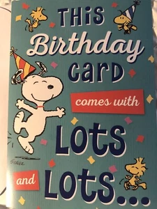 PEANUTS~SNOOPY~Birthday Card Comes With LOTS of HAPPY ~6.5” X4.5”~NEW~Fast Ship - Picture 1 of 3