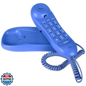 Slimline niebieski kolorowy telefon na ścianę lub biurko z pamięcią - Zdjęcie 1 z 5