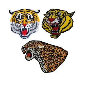 Tiger Roaring Animal Cartoon Kids Iron Sew on Embroidered Patch Applique - Foto 1 di 2