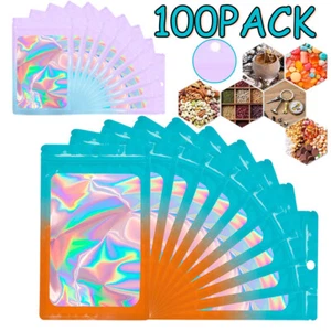 100x 4"x6" Proof Mylar Bags Holographic Resealable Packaging Foil Pouch Gradient - Picture 1 of 7