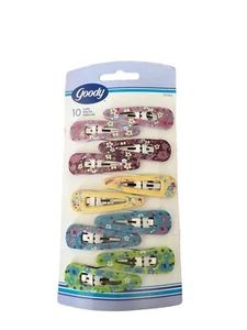 VTG Y2K New Metal Contour Snap Barrettes HAIR CLIPS Epoxy Floral Flower Goody - Picture 1 of 5