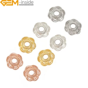 10pcs S925 Sterling Silver Flower Spacer Bead Cap Beads Craft Jewelry Findings - Picture 1 of 62