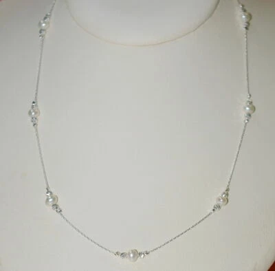 16,5" 42 cm argento sterling 925 catena perline tagliate al laser, perle... - Immagine 1 di 4