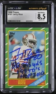 1986 Topps #161 Jerry Rice signed inscribed auto RC card CGC JSA 8.5 10 - Picture 1 of 2