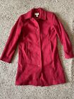 Ll Bean Womens Sz 8 Regular Red Wool Nylon Blend Coat Jacket Button Up Long