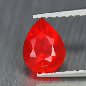 Superbe Opale de feu du Mexique, taille poire/0,63 carats (vidéo disponible) - Picture 1 of 1