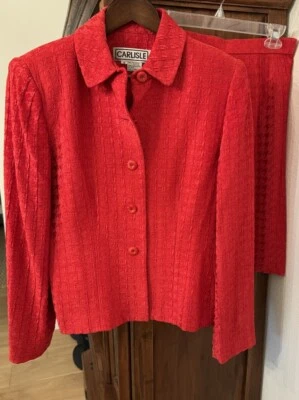 Traje falda para mujer Carlisle talla 8 rojo mezcla rayón clásico vintage Foto 1 de 4