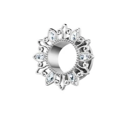 Stretching per Orecchie Spine Pendente Tunnel Girasole Acciaio Inox Regalo - Immagine 1 di 3