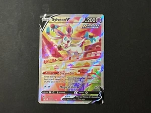 POKEMON NEAR MINT EVOLVING SKIES SYLVEON V FULL ART ULTRA SECRET RARE HOLO 184 - Picture 1 of 2
