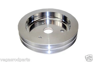 Small Block Chevy Polished Aluminum crank shaft Pulley double groove billet lowe - Picture 1 of 2