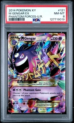 2014 Pokemon Xy Phantom Forces Mega Gengar EX #121 Ultra Rare PSA 8 New Cert - Image 1 of 2