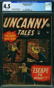 Uncanny Tales 3 CGC 4.5 Scarce Early Atlas Horror 1952 Stan Lee Glossy Pre-Code - Picture 1 of 8