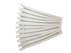 12 PCS White 14 inch 5 Metal Zippers, Silver Aluminum Zips, Sewing Craft, Bulk - Picture 1 of 2