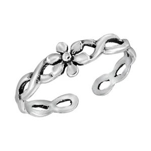 Blossoming Sweet Flower Celtic Knot Band Sterling Silver Pinky or Toe Ring - Picture 1 of 4