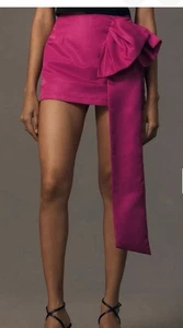 Anthropologie Avec Les Filles Fushia Bow Mini Skirt Size XS 2 NWT - Picture 1 of 4