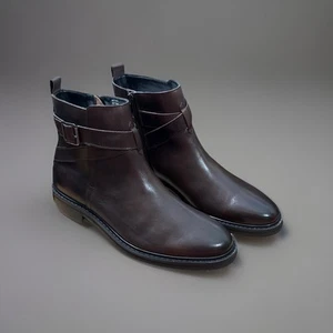Steve Madden MATTHEW Men’s Zip Up Chelsea Boots w/ Buckle Brown Leather Sz 7 NIB - Picture 1 of 4