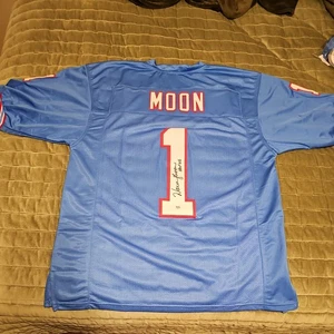 WARREN MOON SIGNED AUTO CUSTOM JERSEY HOUSTON OILERS w/ PSA CERT - Picture 1 of 4