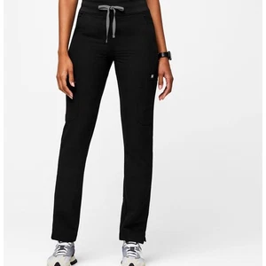 FIGS High Waisted Yola Skinny Scrub Pants Black Lightweight Medical Wear Sz L - Picture 1 of 14