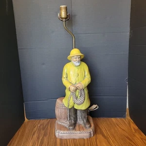 Ceramic "Old Salty" Nautical Fisherman Sailor Lamp Painted 1979 18” Tall Working - Picture 1 of 10