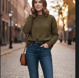 Madewell Damen XS Pullover Stitchmix Pulli Oliv Wollmischung Rundhals EUC ⭐️ - Bild 1 von 6