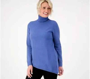 Joan Rivers Asymmetrical Hem Turtleneck-Chambray-Large-NEW-A518637 - Picture 1 of 4