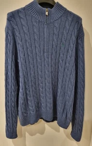 Polo Ralph Lauren Blau XXL Herren Baumwolle Zopfmuster Half Zip Pullover Neu - Bild 1 von 11