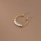 925 Sterling Silver Small Pearl Bead Ring Open Size Adjustable