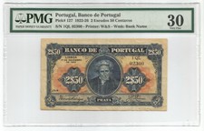 Portugal 2 Escudos 50 Centavos 17.11.1922 P#127 Banknote PMG 30 - Very Fine