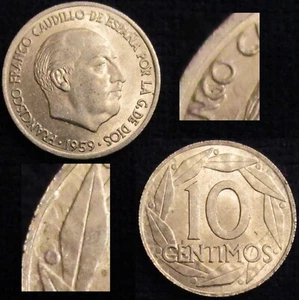 Gutse FRANCO-1699, 10 Centimes 1959, Erreur (6b), Double Repeint, Sans Cercle - Picture 1 of 1