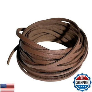 4mm Flach Lederband, 5+ Yards (5 Meter) Streifen Kordel Flechtschnur Hellbraun Fo - Bild 1 von 2