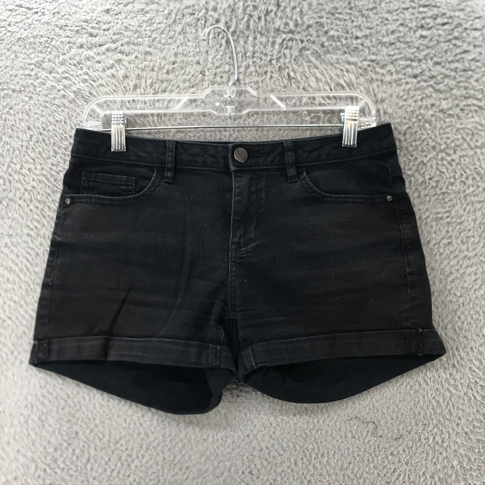 Lauren Conrad Cuffed Denim Shorts Womens 4 Black Cotton Blend Mid Rise Zip Fly - Image 1 of 4