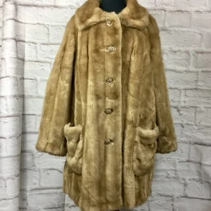 Vintage Grandella Women 16 Faux Fur Leather Long Coat - Picture 1 of 11