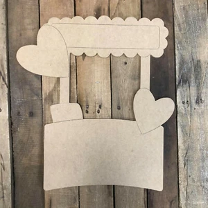 Valentine Booth Wood Cutout, Unfinished Shape, Paint by Line, Engraved Craft - Picture 1 of 1