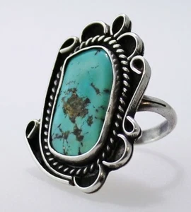Anillo vintage de plata esterlina navajo turquesa para damas talla 5 1/2 - Imagen 1 de 8