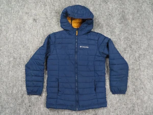 Columbia Jacket Boys M 8-10 Blue Powder Lite Hooded Omni-Heat Chin Guard Puffer* - Picture 1 of 12