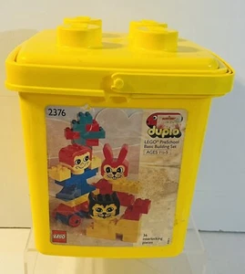 Vintage 1987 LEGO Preschool Basic Building Block Yellow Bucket Set #2376 EMPTY - Picture 1 of 6