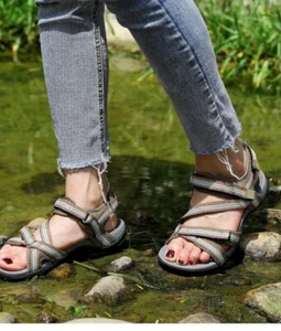 Women Outdoor Hiking Sport Sandals Hook and Loop Strap Beach Walking Shoes - Picture 1 of 6