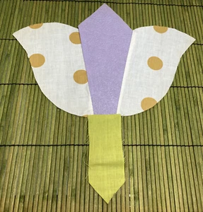 Vintage Tulip Applique Unapplied 11.5 x 10.5" Handmade Tan Dot Purple Center - Picture 1 of 3