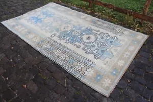 "Alfombra de área de lana turca Oushak vintage hecha a mano, 57""x101" - Imagen 1 de 8
