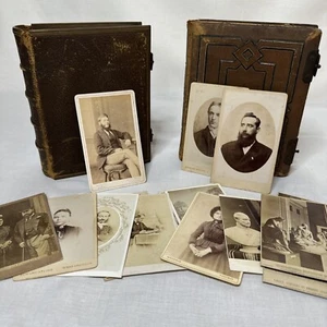 Rare Antique CDV Photograph Family Leather Albums 73 CDV Photos in Total 1800s - Picture 1 of 14