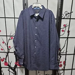 Beverley Hills Polo Club blau gemustertes Hemd mit Knöpfen 3XLT neu - Bild 1 von 5