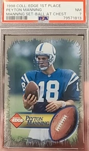 1998 COLLECTOR'S EDGE PEYTON MANNING 1ST PLACE RC BALL AT CHEST GRADED PSA 7 - Picture 1 of 3