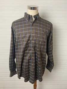 Camisa Brooks Brothers 346 Para Hombre Grande Manga Larga Abotonada Marrón A Cuadros con Bolsillo - Imagen 1 de 6