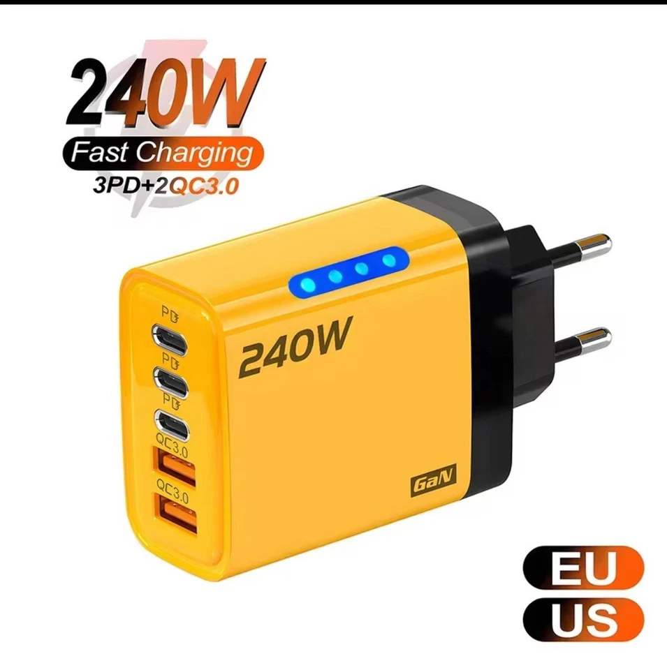 Cargador de teléfono USB C PD de 5 puertos carga rápida 3.0 tipo C USB cargadores rápidos Foto 1 de 1