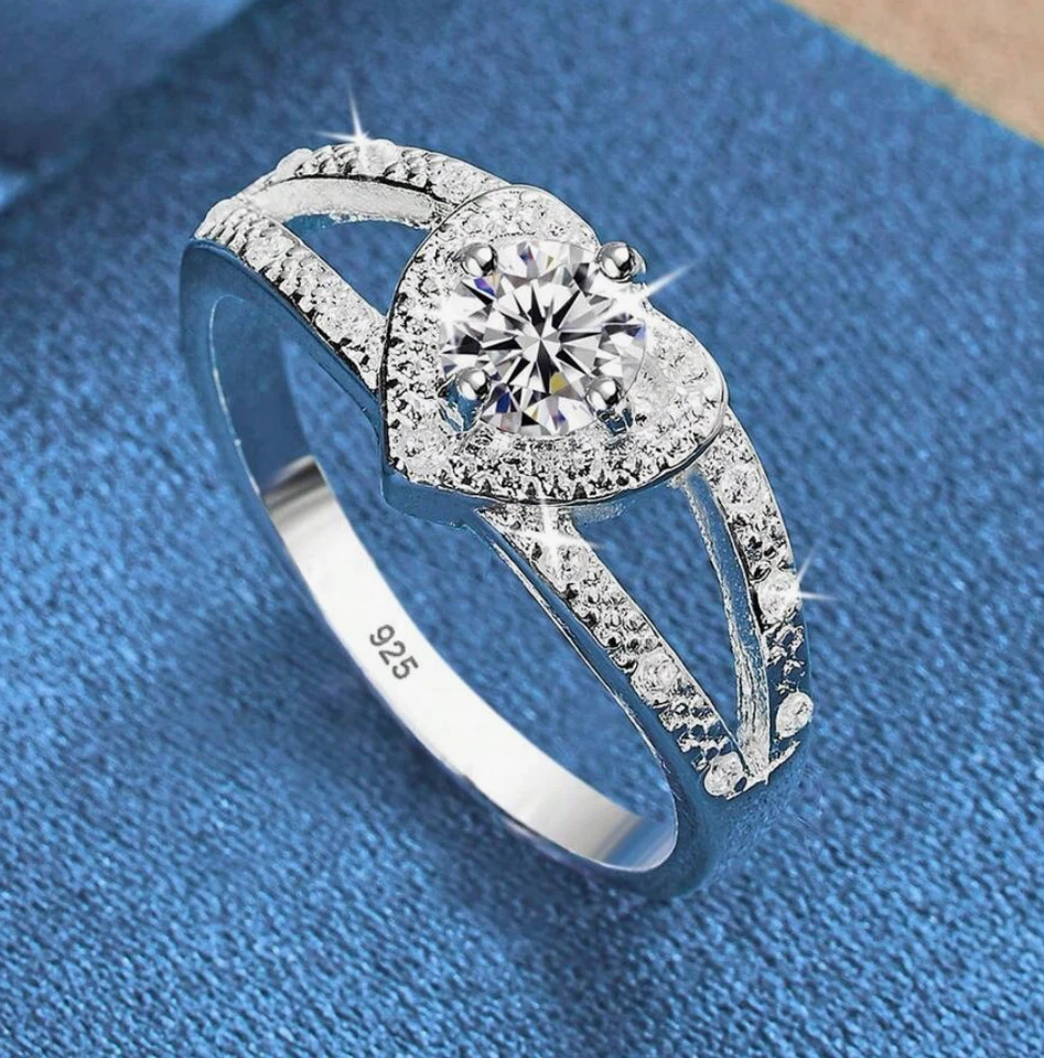 Anillos Sortijas Argollas de Compromiso Matrimonio Plata 925 Para Mujer Joyeria - Image 1 of 4