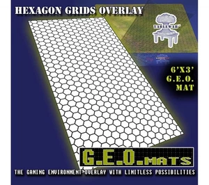 TableWar Map - GEO MAT Gaming - 1.5" Hex Grid 6'x3' In Black The F.A.T. Mat TTG - Picture 1 of 2