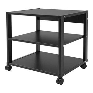 3-tier AV Media Stand TV Entertainment Center Stereo Components W/ Wheels Black - Picture 1 of 15