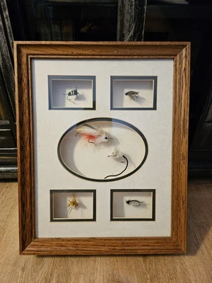 6 Framed and Mounted Trout Flies - Image 1 of 4